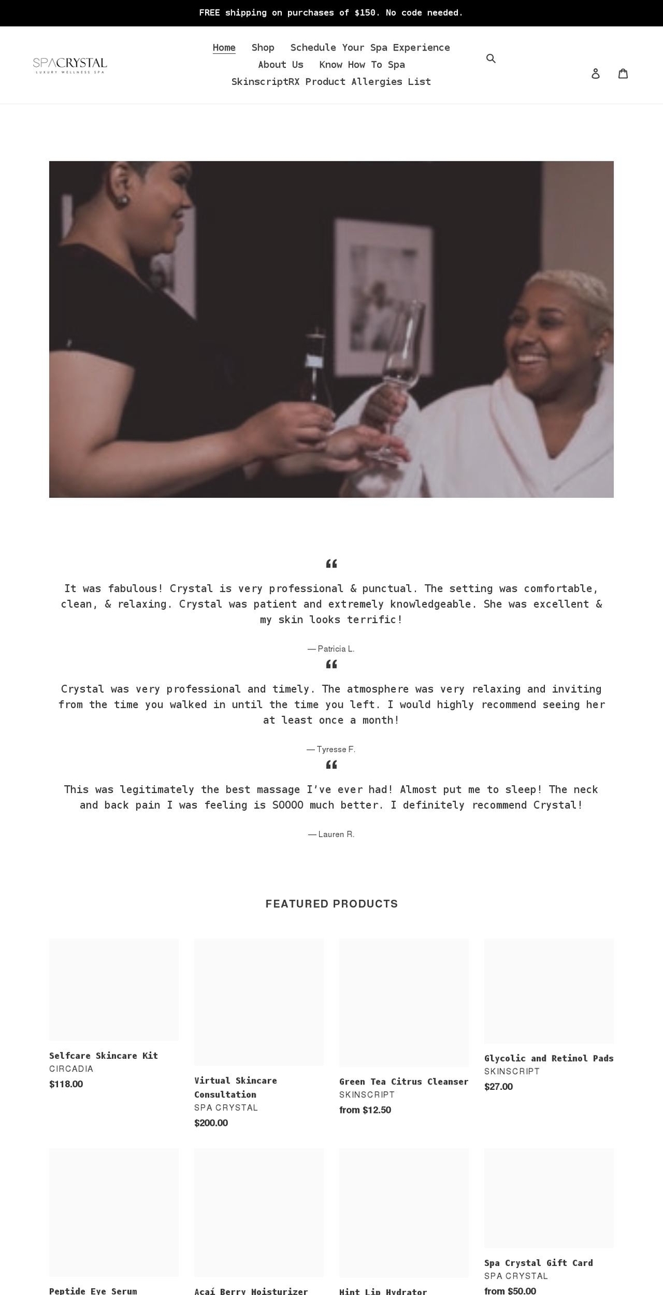 spacrystaldetroit.com shopify website screenshot