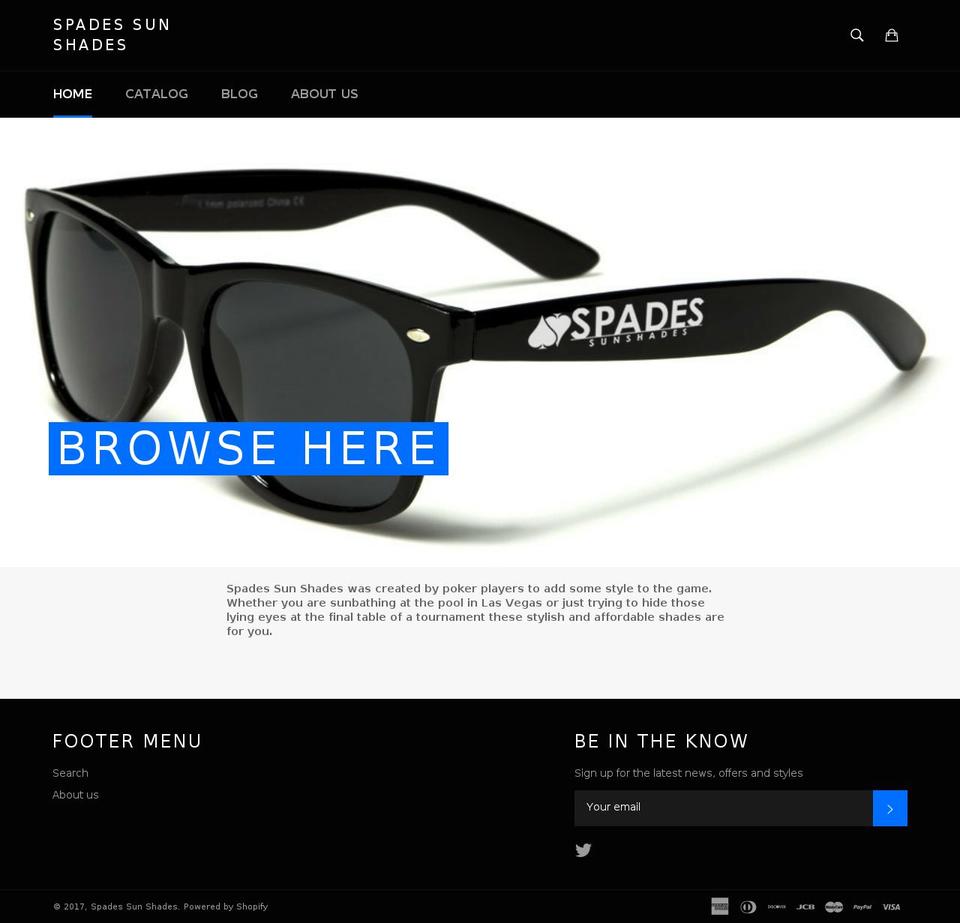 spadessunshades.com shopify website screenshot