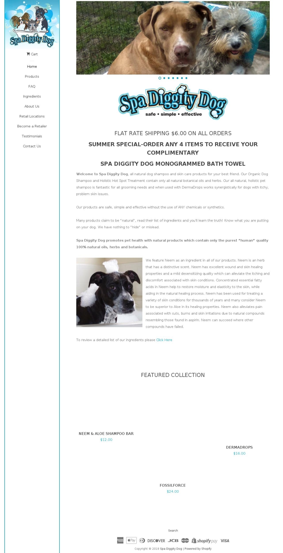 spadiggitydog.com shopify website screenshot