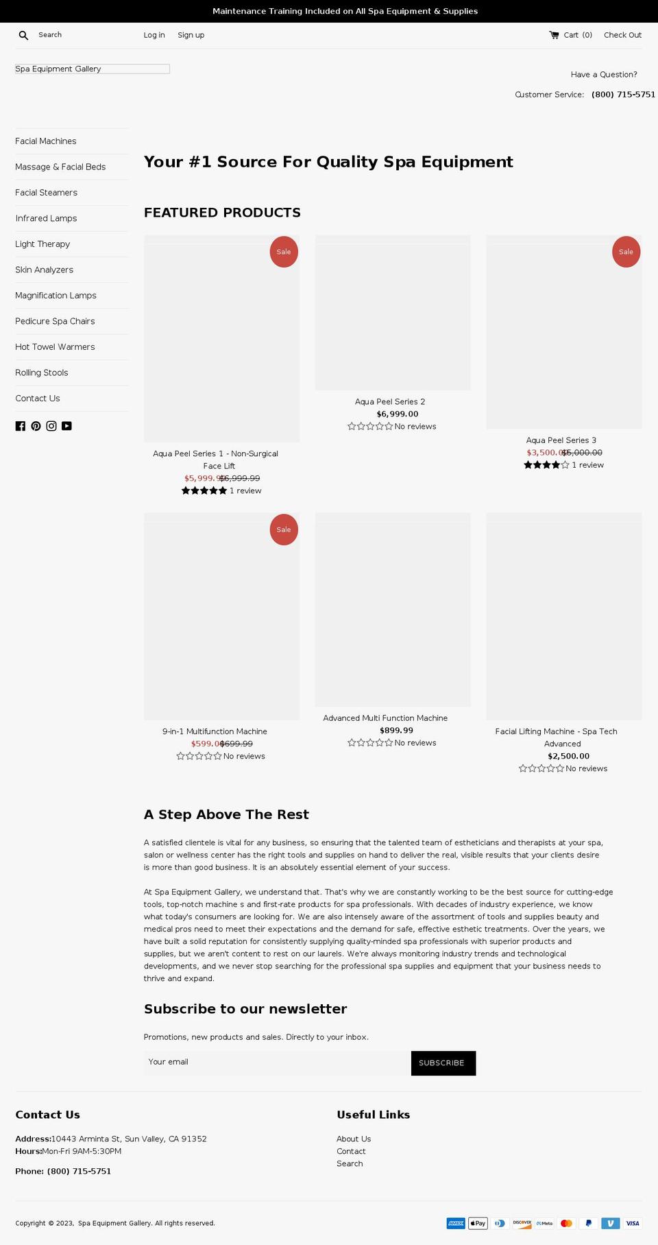 SpaMDI-export Shopify theme site example spaequipmentgallery.com