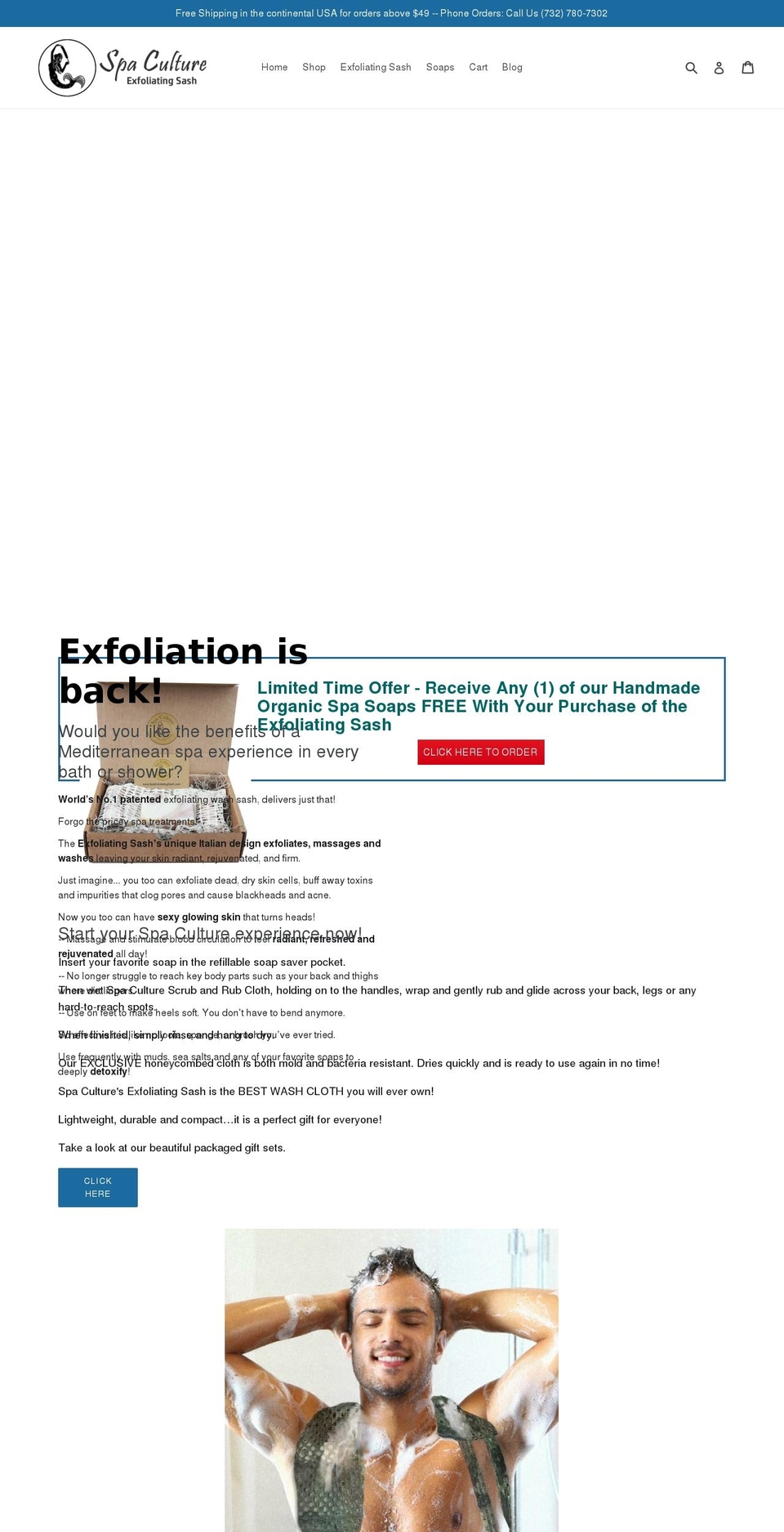 spaexfoliatingsash.com shopify website screenshot