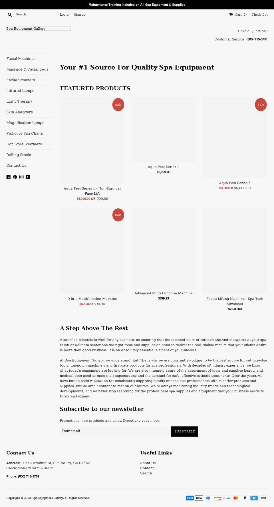 SpaMDI-export Shopify theme site example spagalleryequipment.com