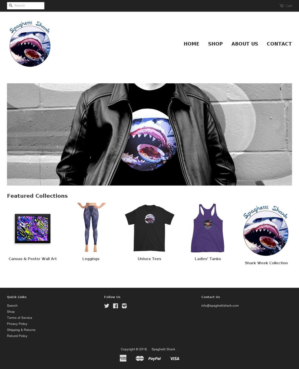 spaghettishark.com shopify website screenshot