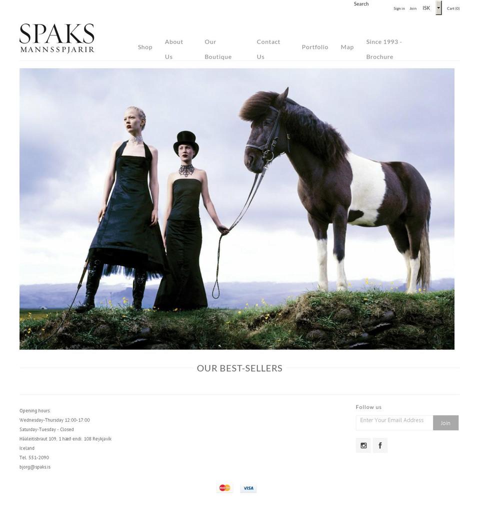 spaksmannsspjarir.com — Shopify storefront screenshot