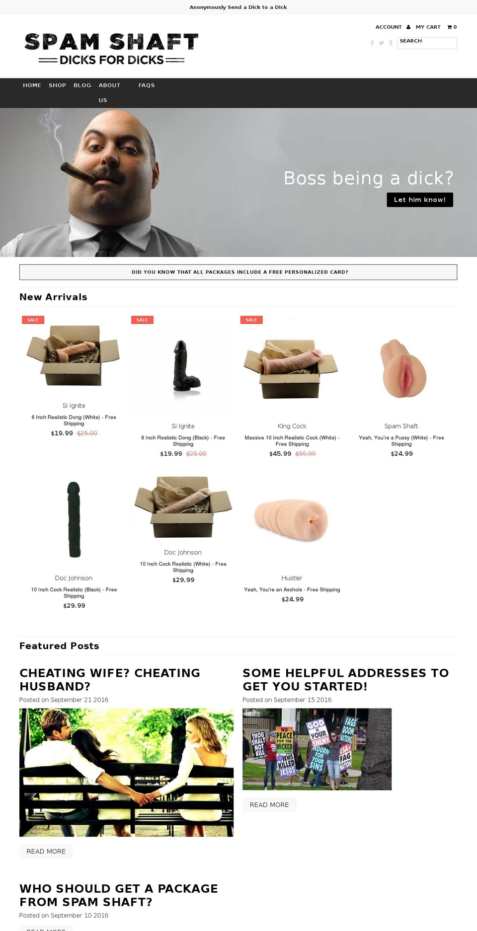 spamshaft.com shopify website screenshot