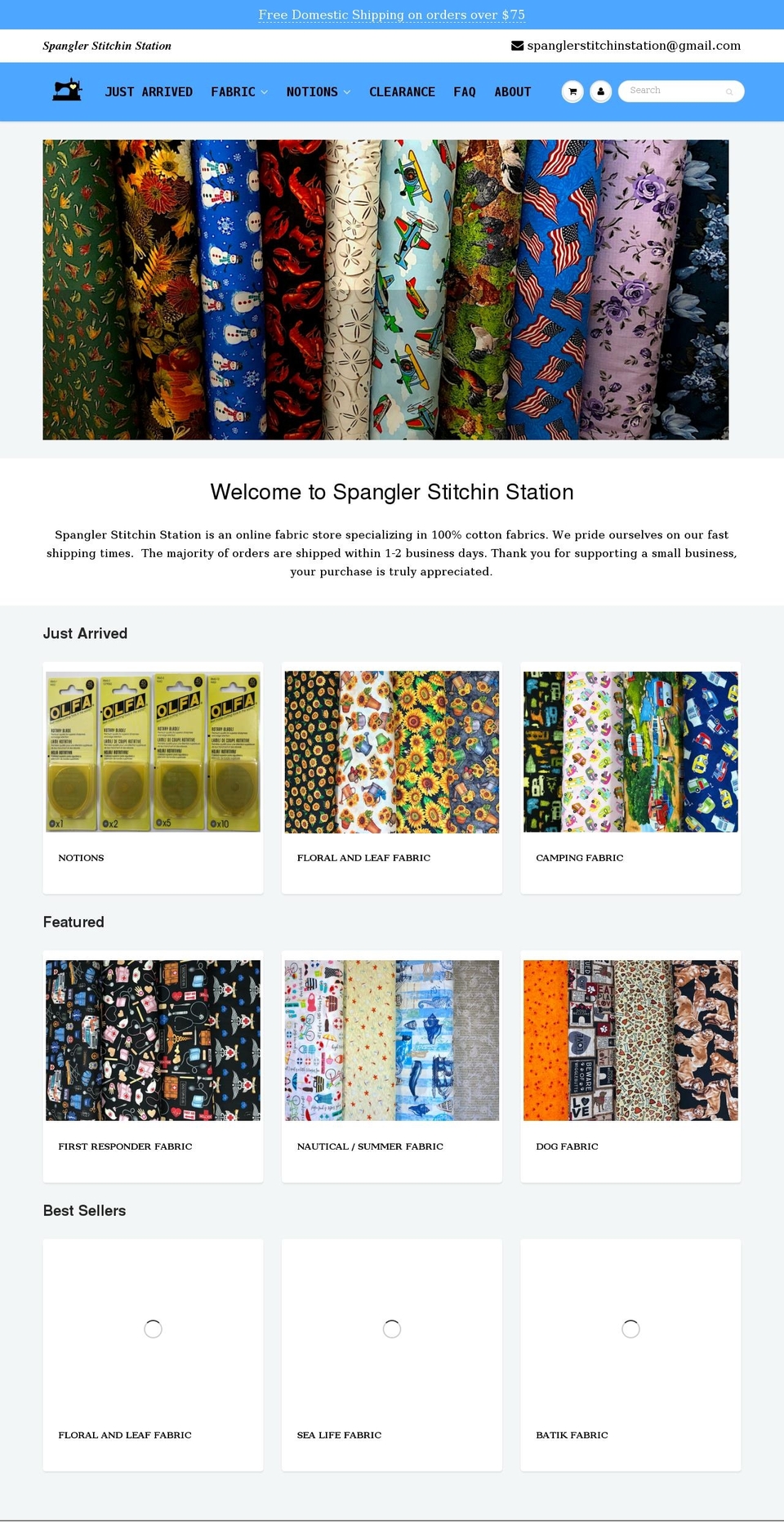 spanglerstitchinstation.com shopify website screenshot