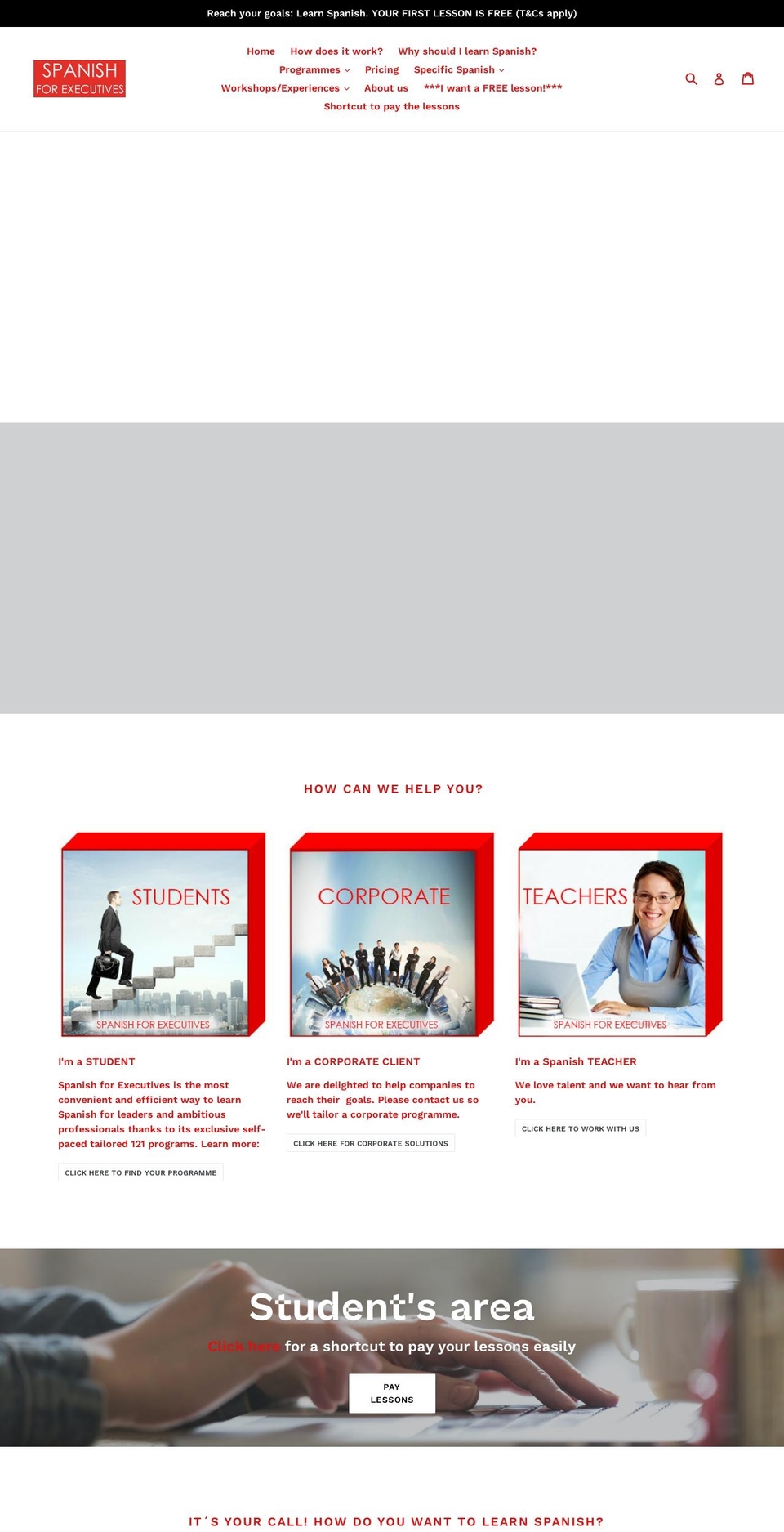 spanish-for-executives.myshopify.com shopify website screenshot