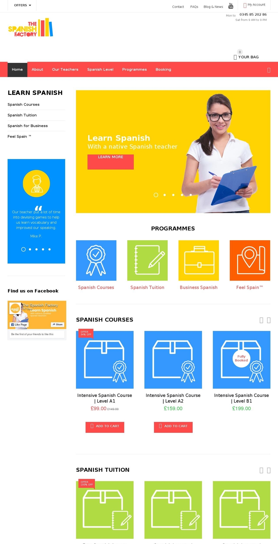 spanishcourses.london shopify website screenshot