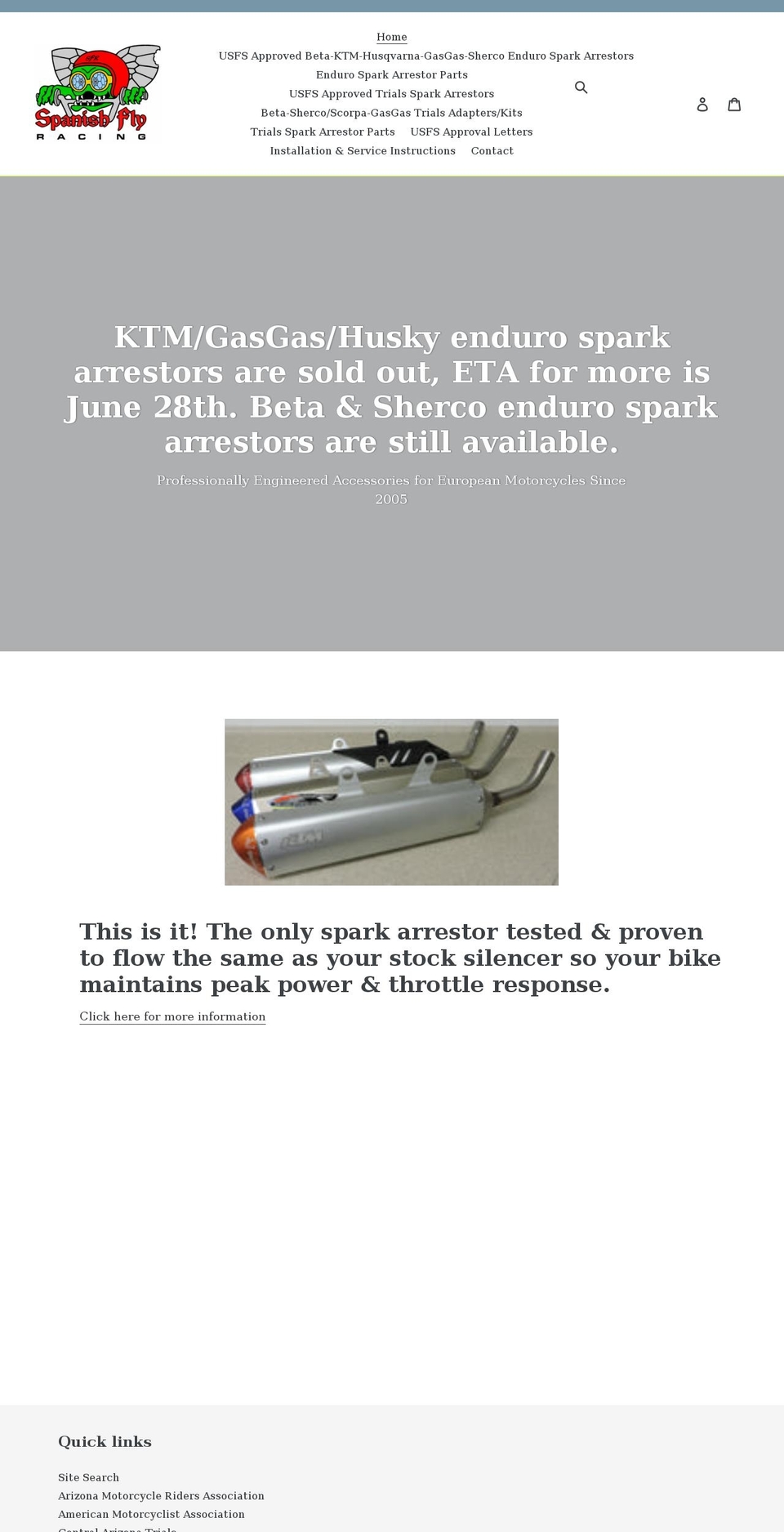 spanishflyracing.com shopify website screenshot