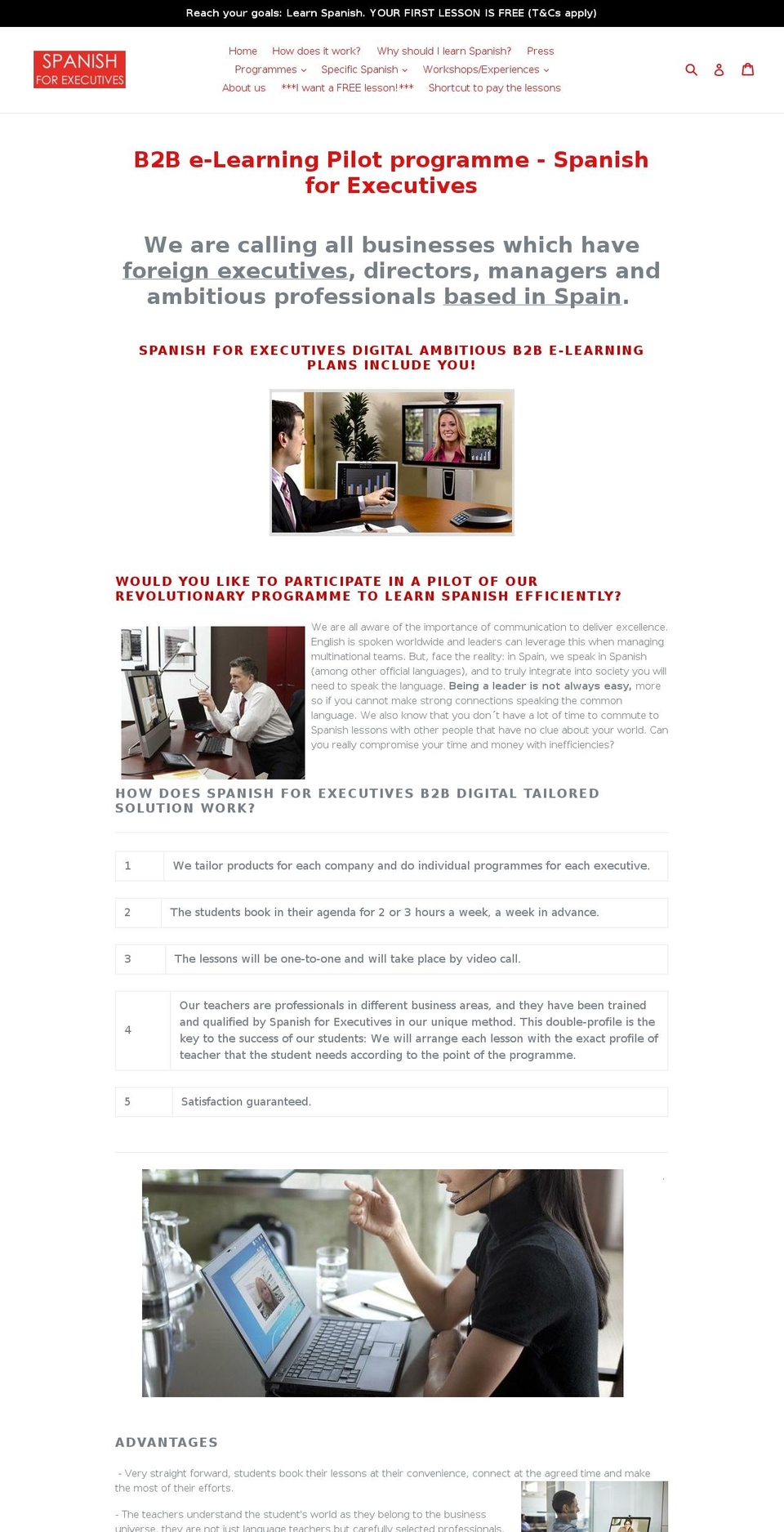 versión 2 - Spanish for executives theme Shopify theme site example spanishonlinelessons.com