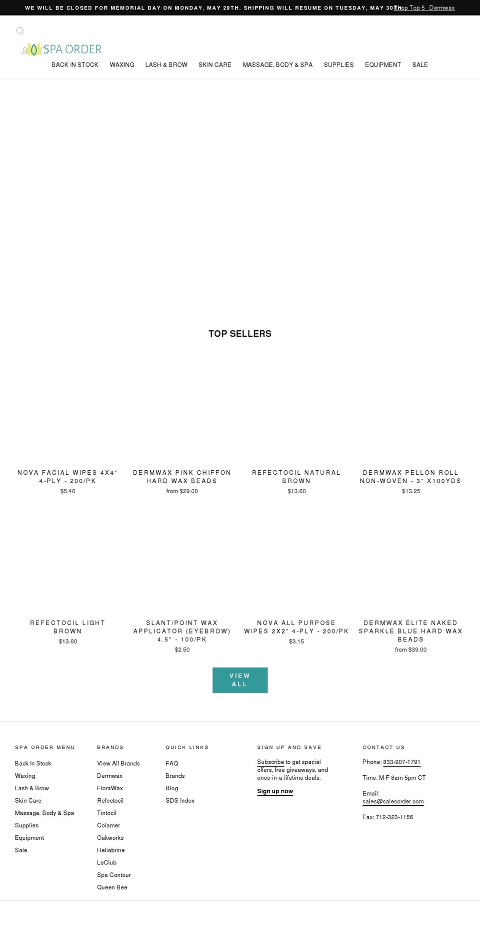 spaorder.com shopify website screenshot