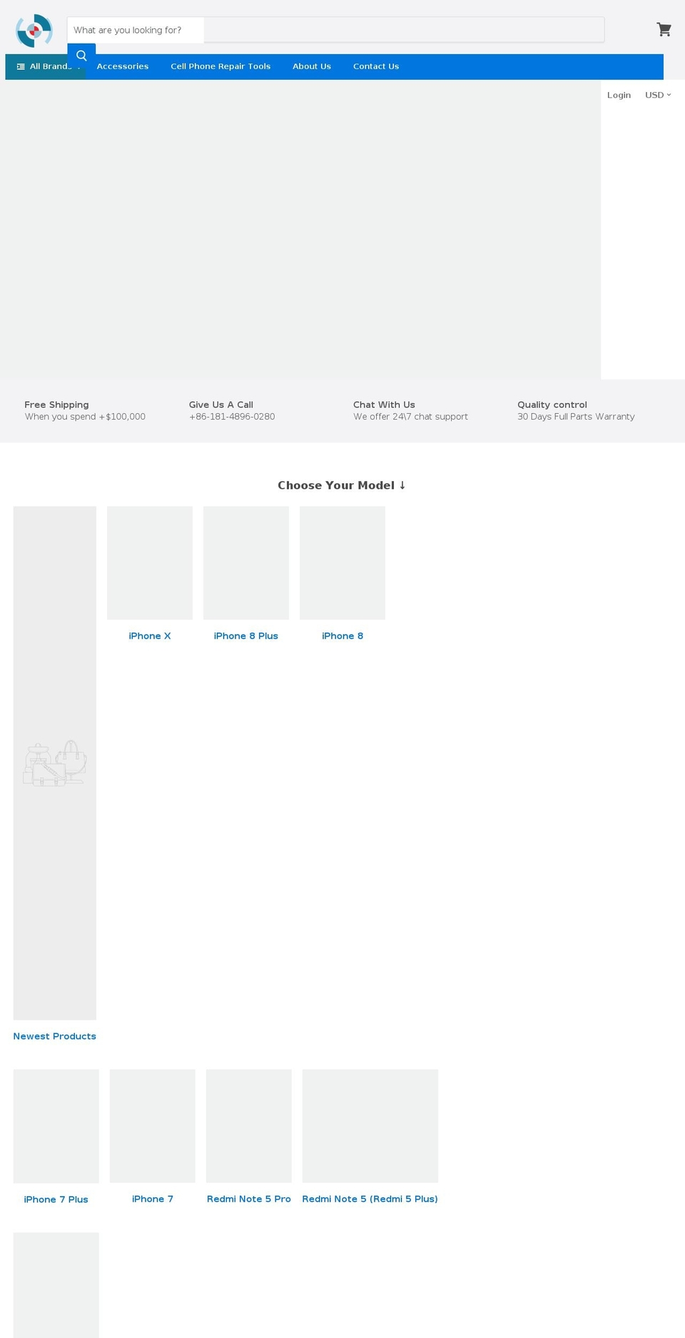 sparepartsmobile.com — Shopify storefront screenshot