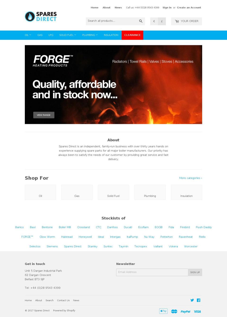sparesdirectsolutions.com shopify website screenshot