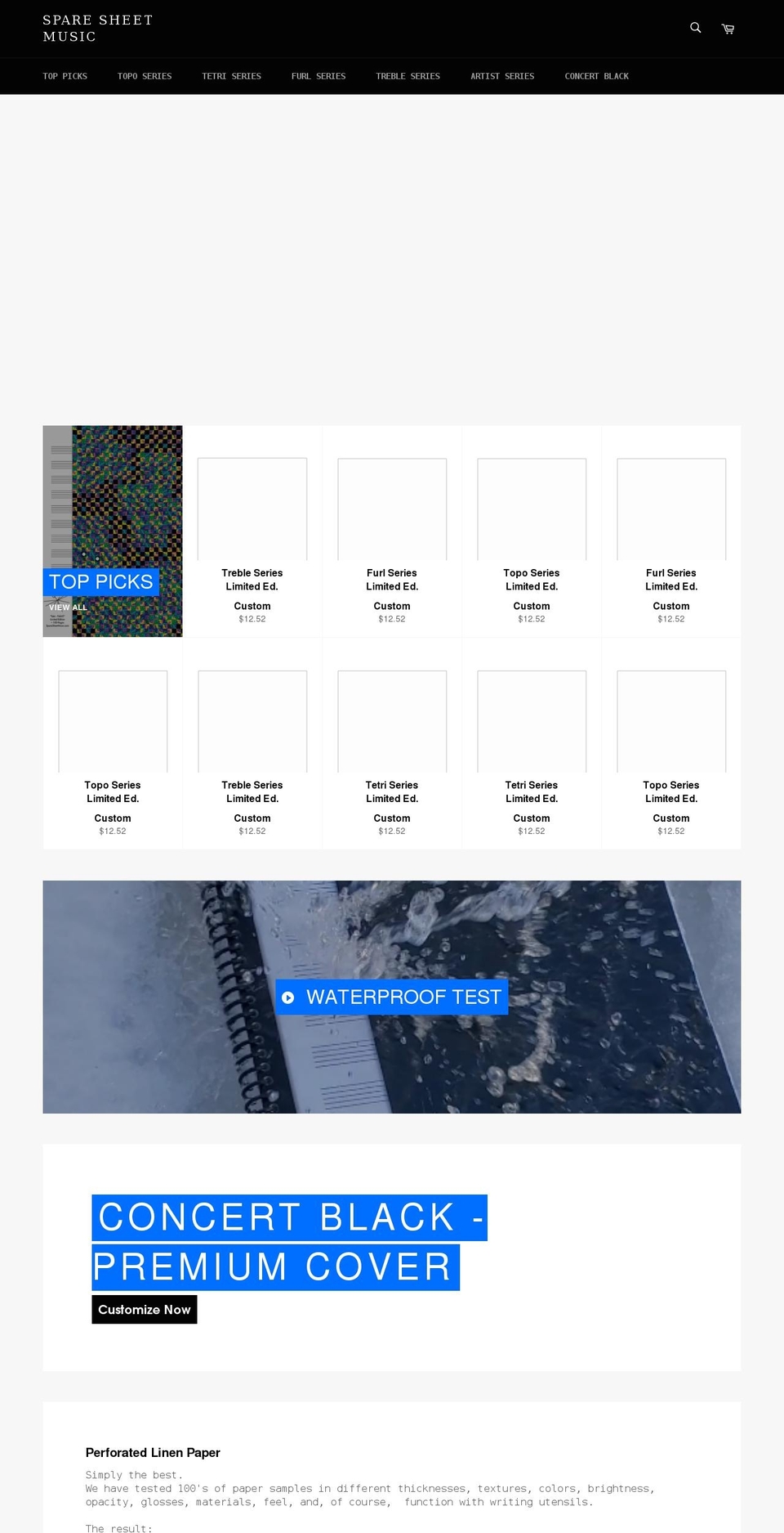 sparesheetmusic.com shopify website screenshot