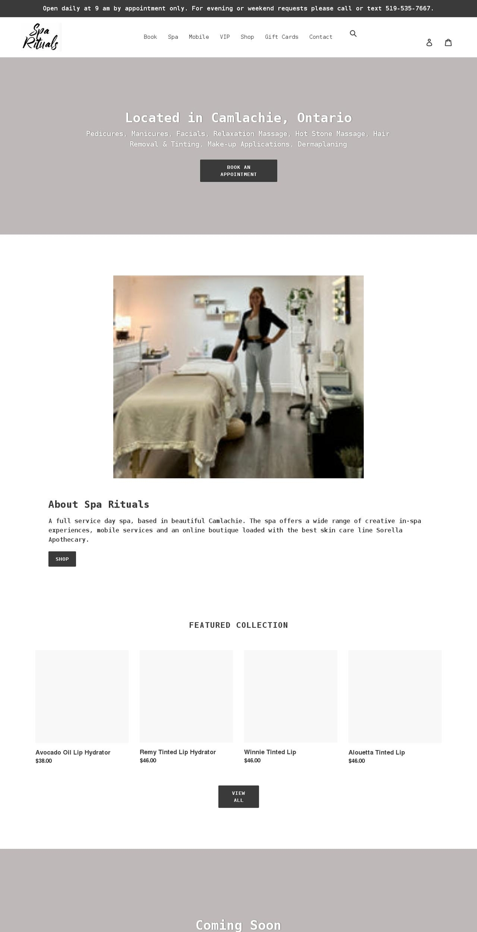 sparituals.ca shopify website screenshot