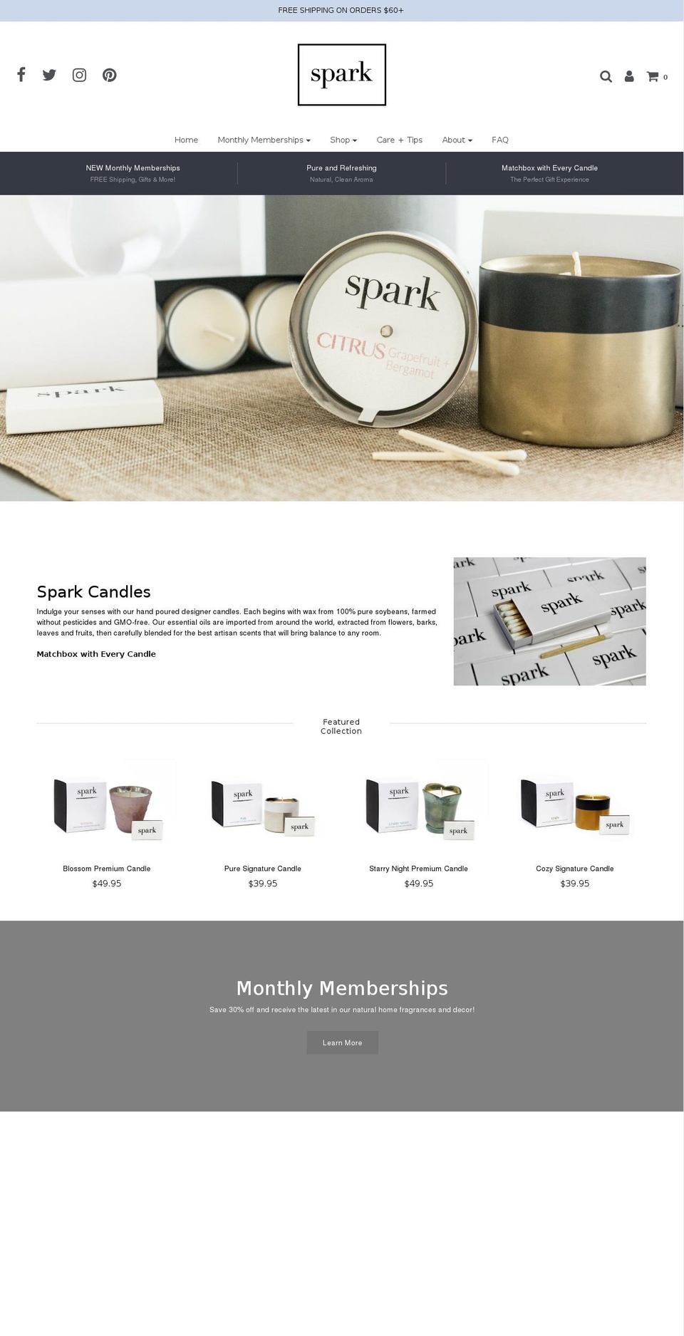 sparkacandle.com shopify website screenshot
