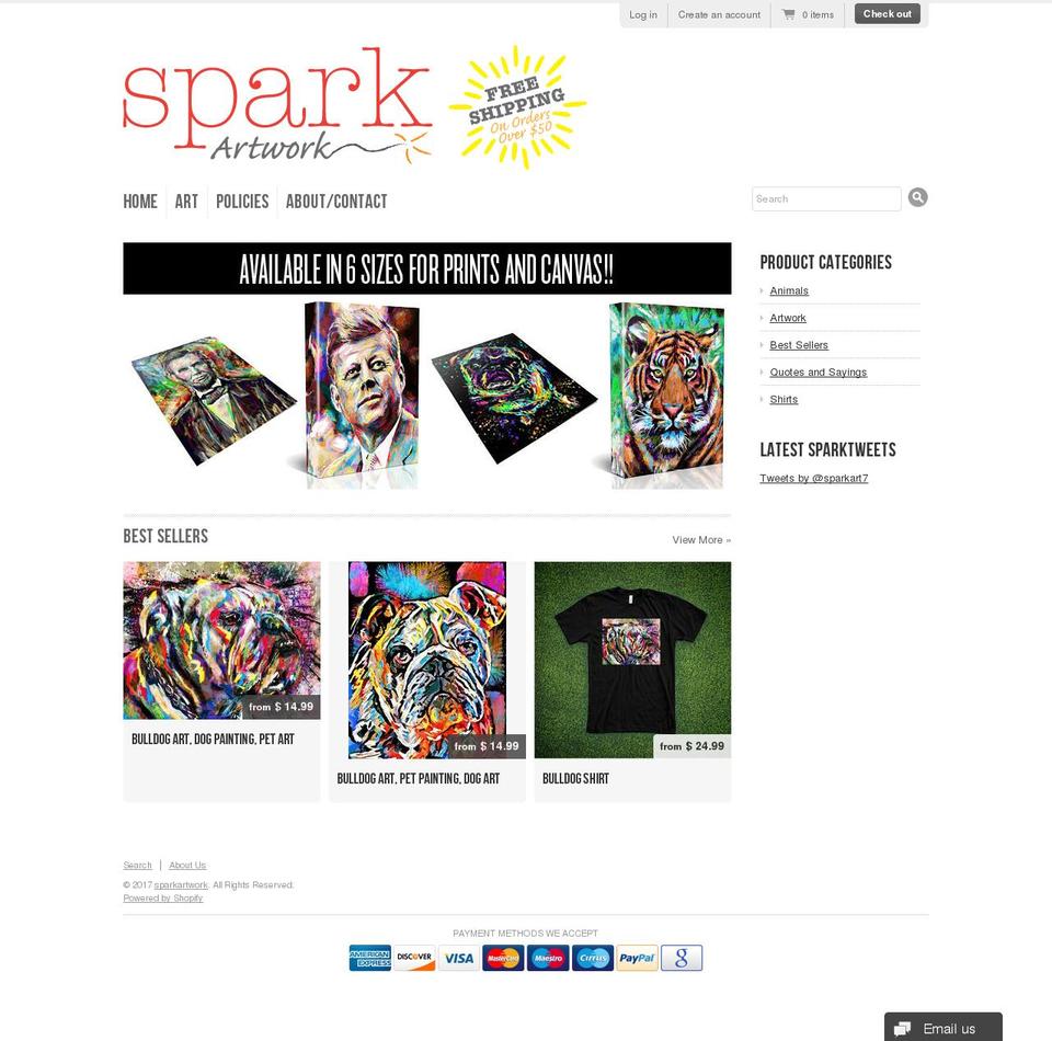 Spark Shopify theme site example sparkartwork.com
