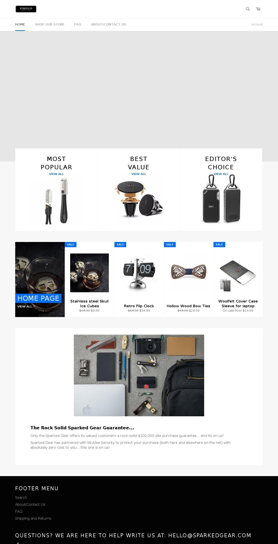sparkedgear.com — Shopify storefront screenshot