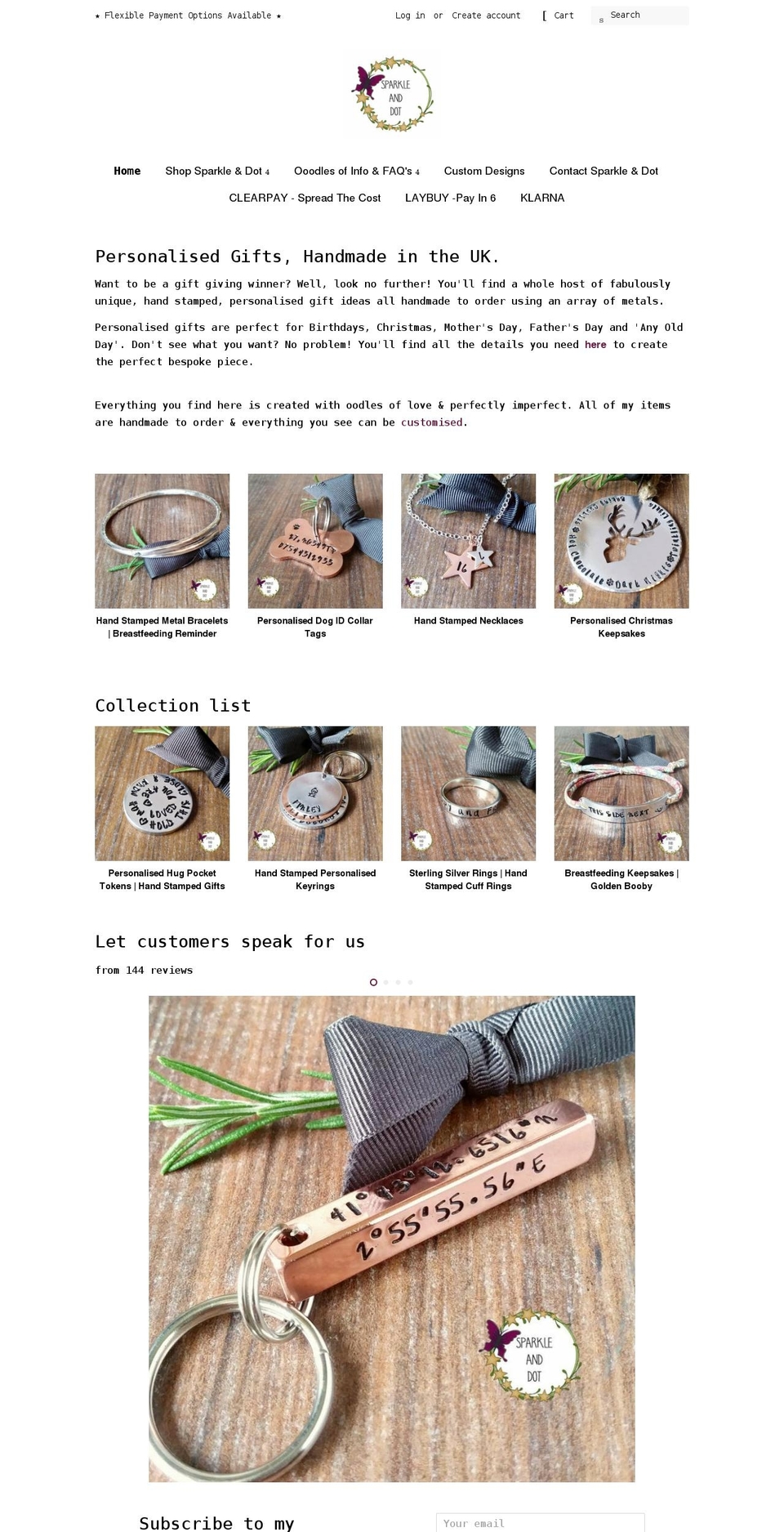 sparkleanddot.com shopify website screenshot