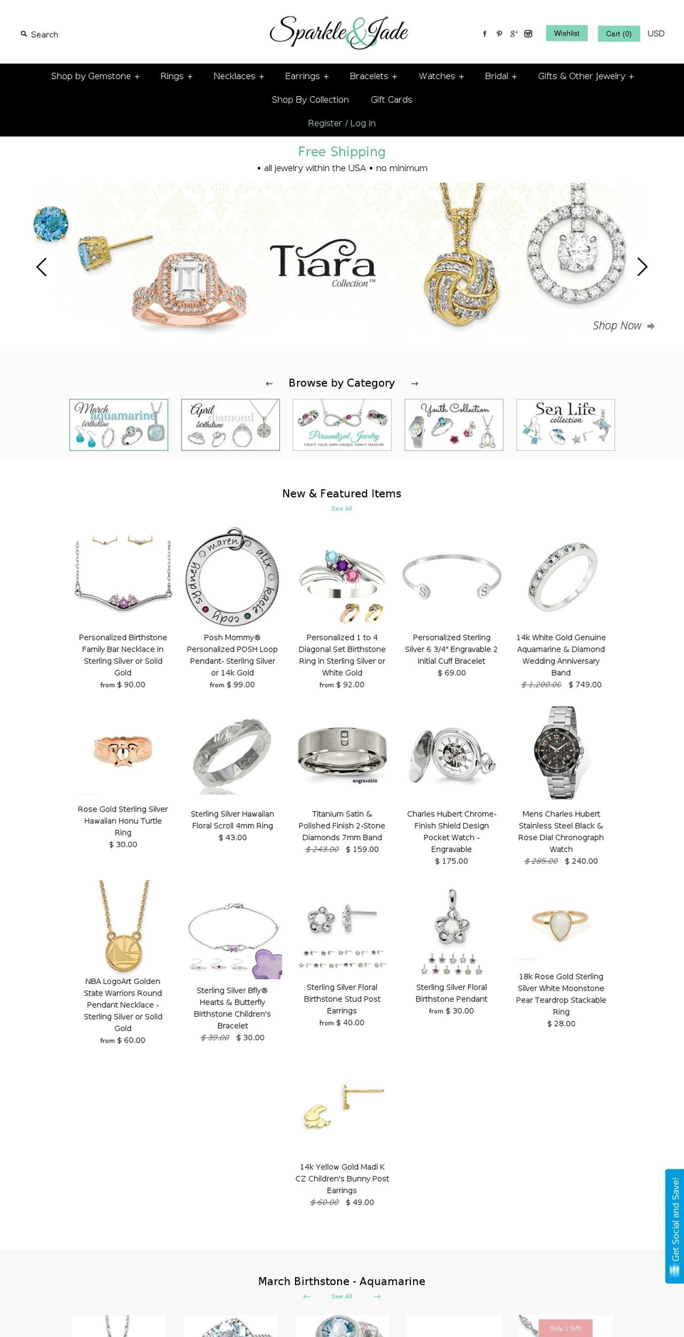 sparkleandjade.com shopify website screenshot