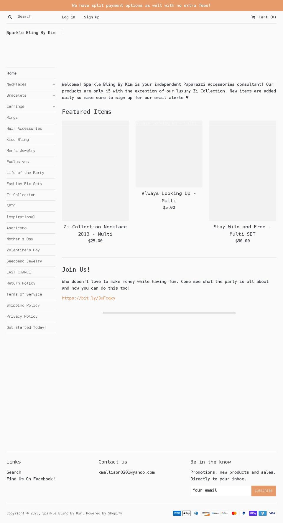 sparkleblingbykim.com shopify website screenshot