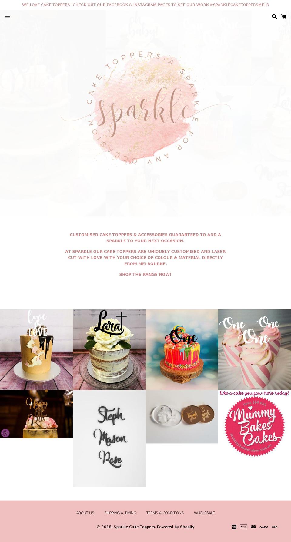 sparklecaketoppers.com shopify website screenshot