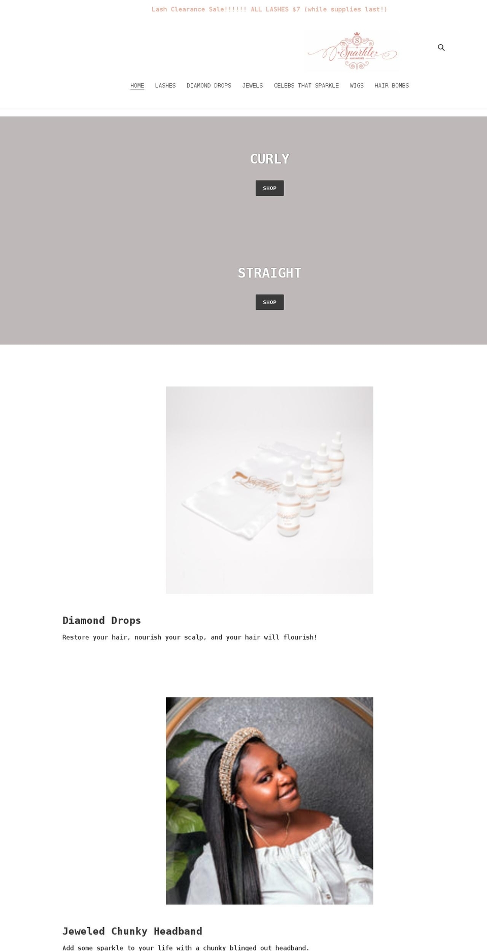 sparklehairimports.com shopify website screenshot