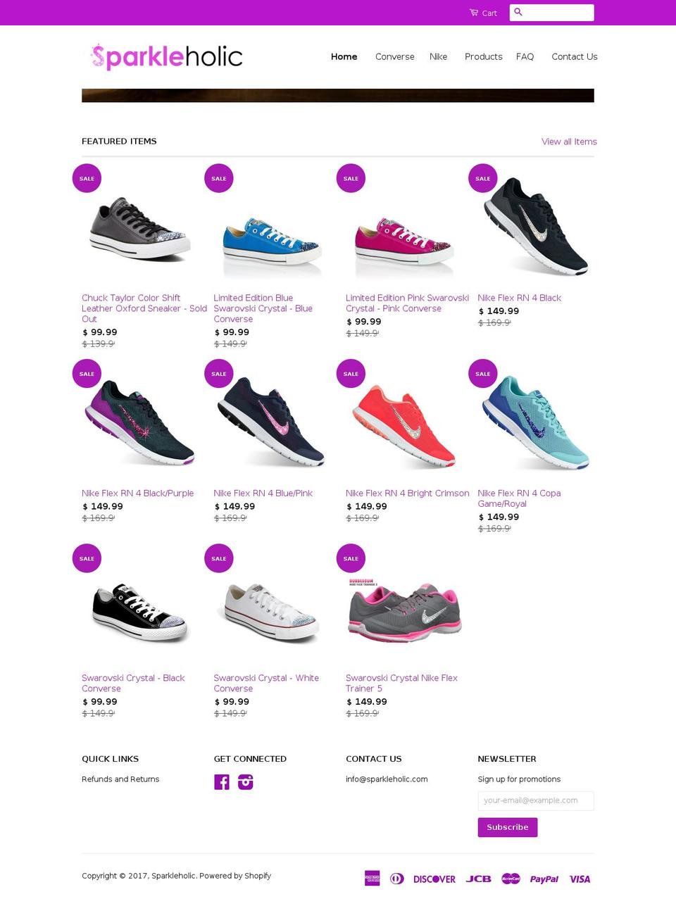 sparkleholic.com shopify website screenshot
