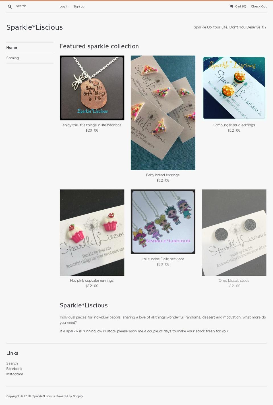 sparkleliscious.com — Shopify storefront screenshot