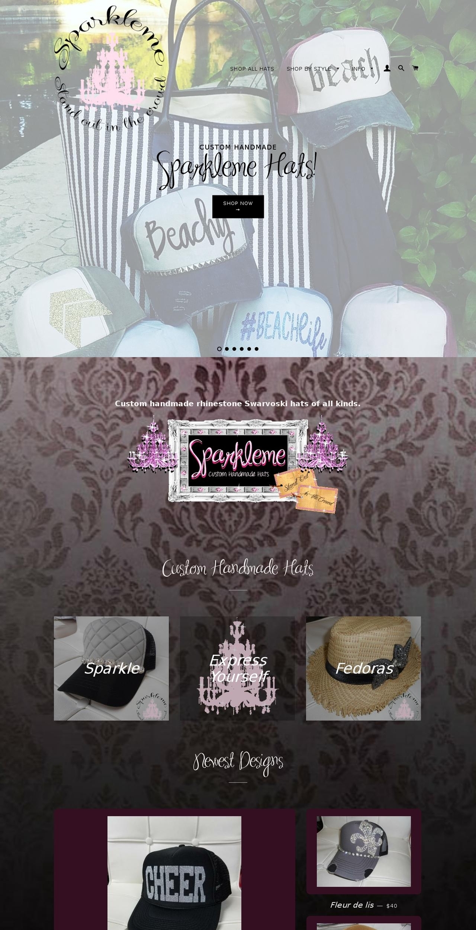 sparklemehats.com shopify website screenshot