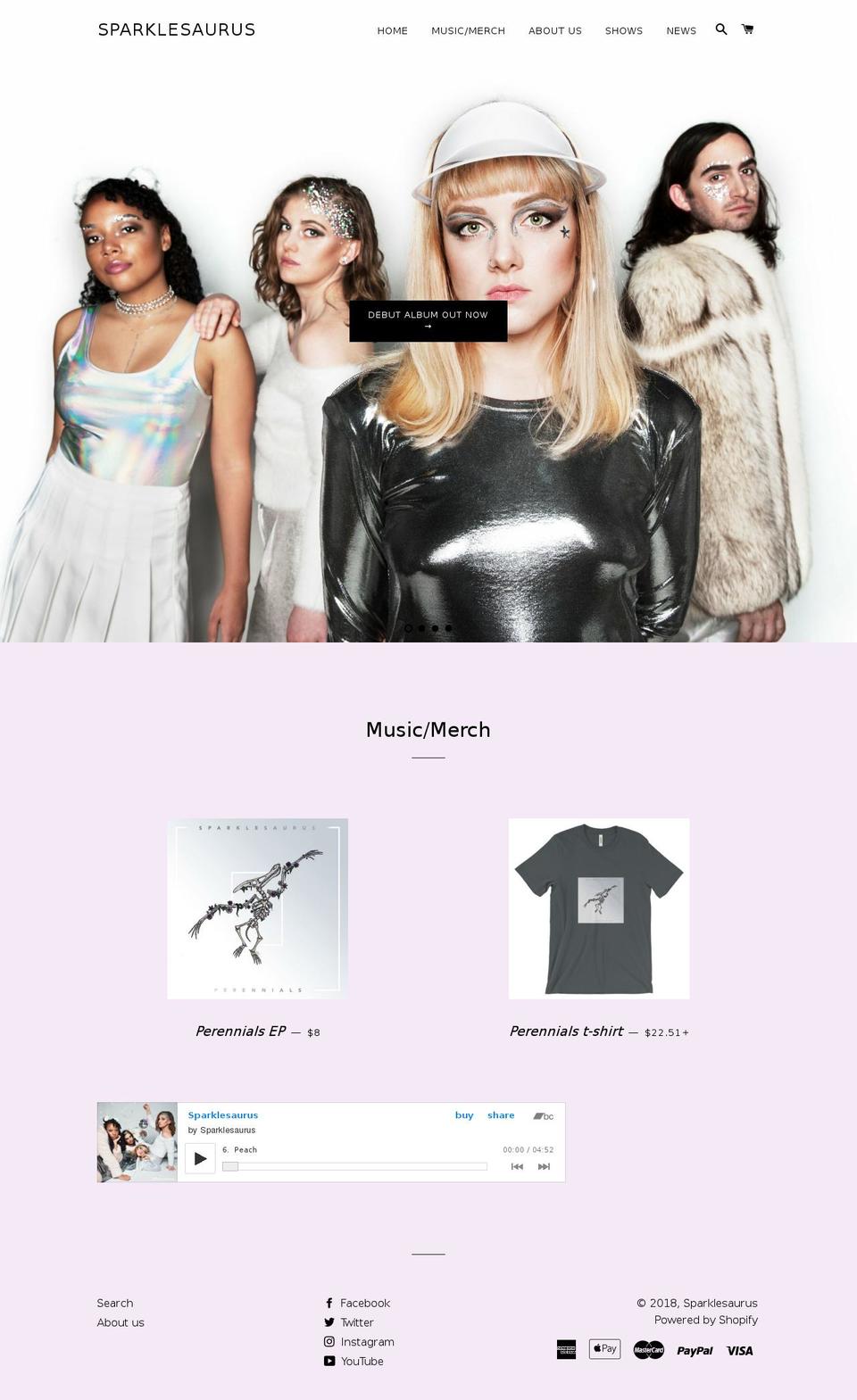 sparklesaurus.com shopify website screenshot