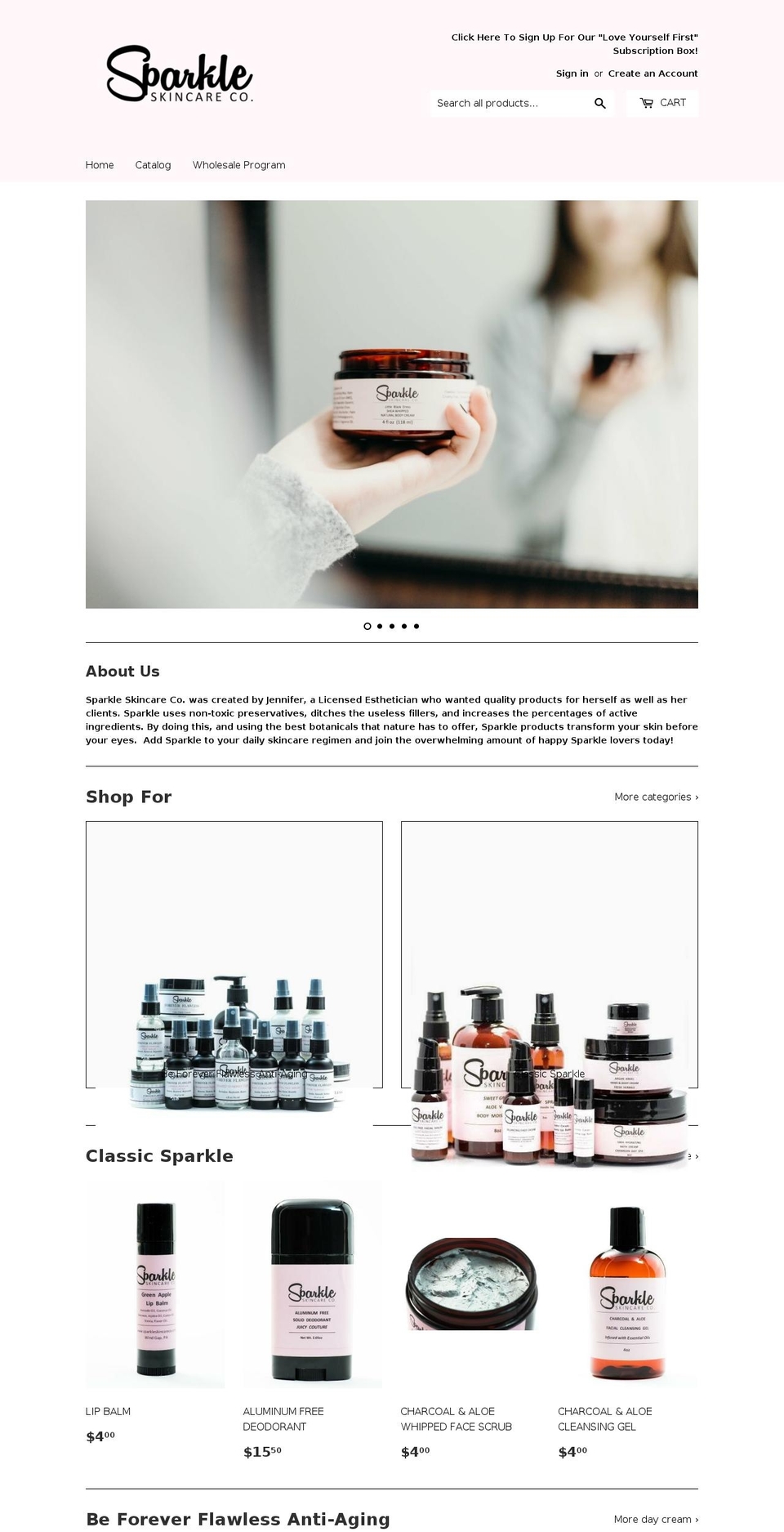 sparkleskincareco.com — Shopify storefront screenshot