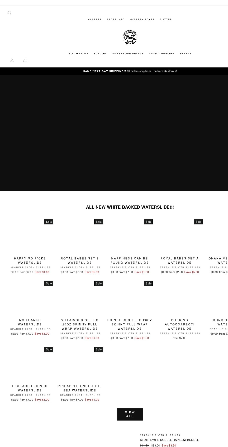 sparkleslothsupplies.com shopify website screenshot