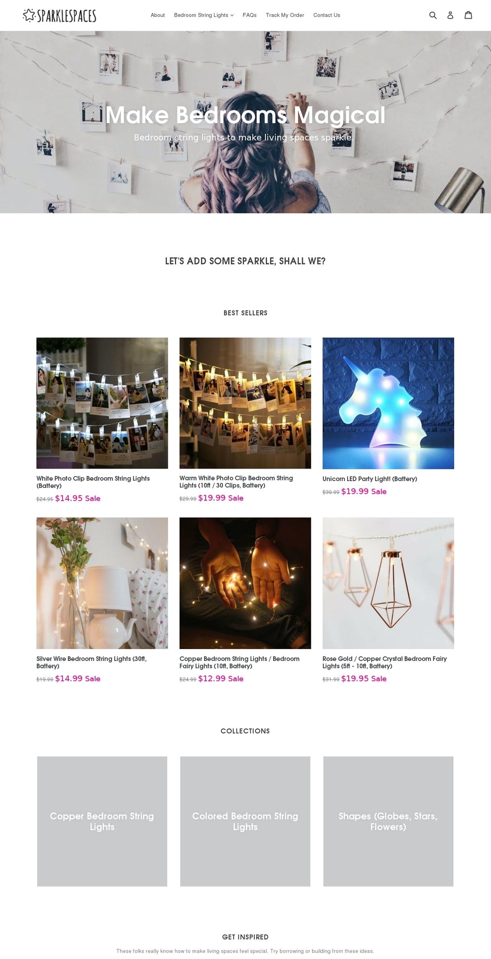 sparklespaces.com — Shopify storefront screenshot