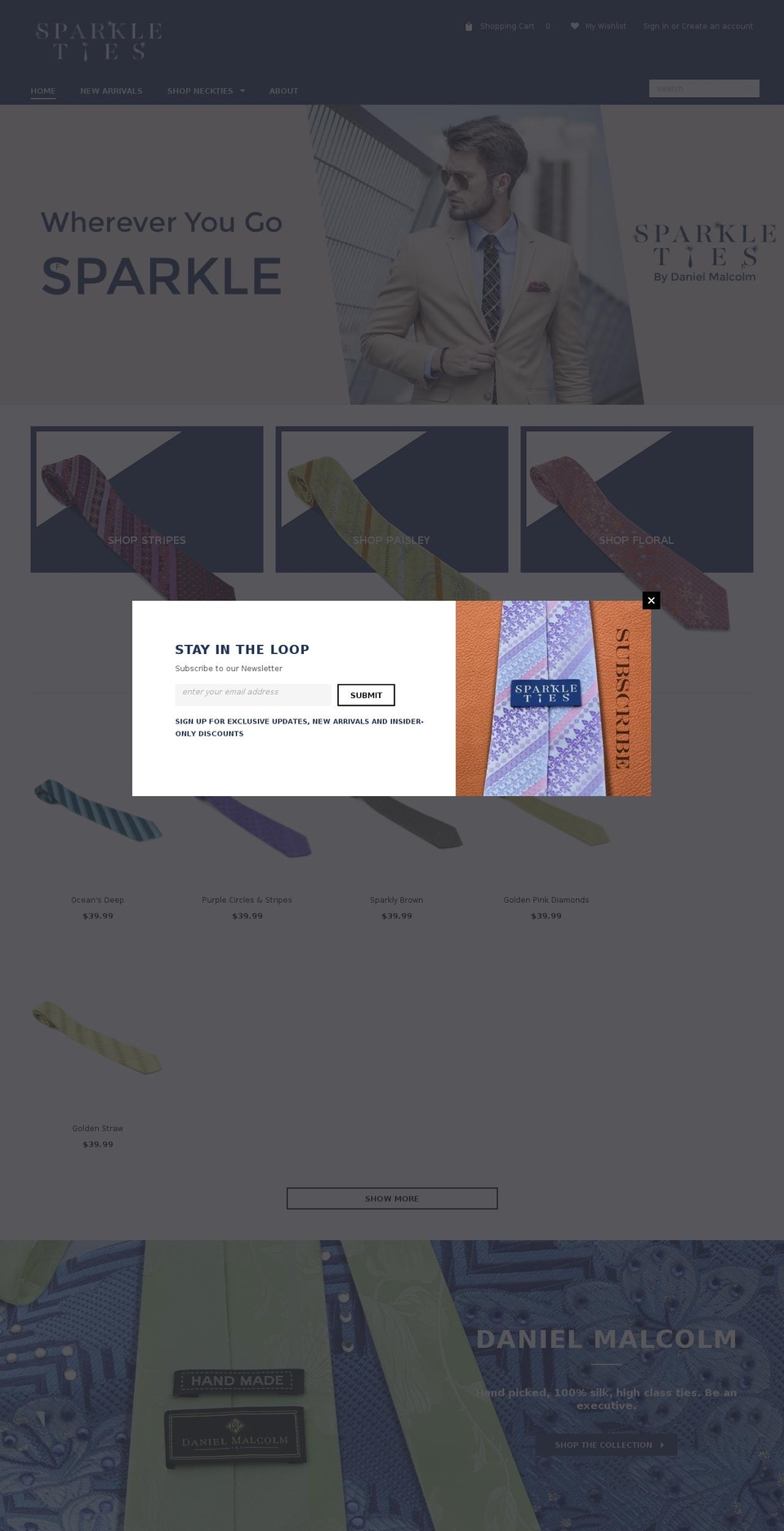 sparkleties.com — Shopify storefront screenshot
