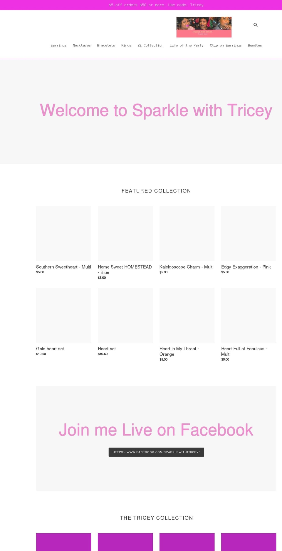sparklewithtricey.com shopify website screenshot