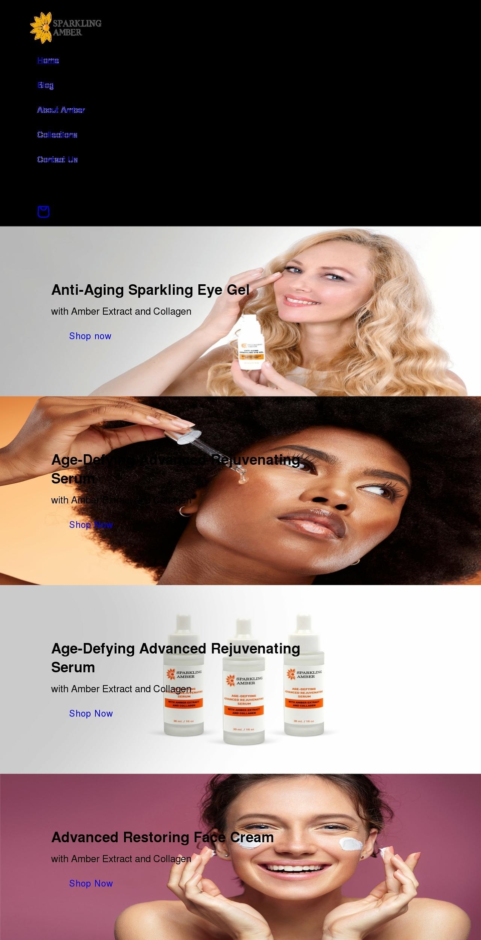 sparklingamber.com shopify website screenshot