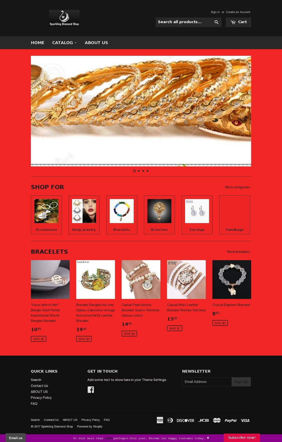 sparklingdiamondshop.com shopify website screenshot