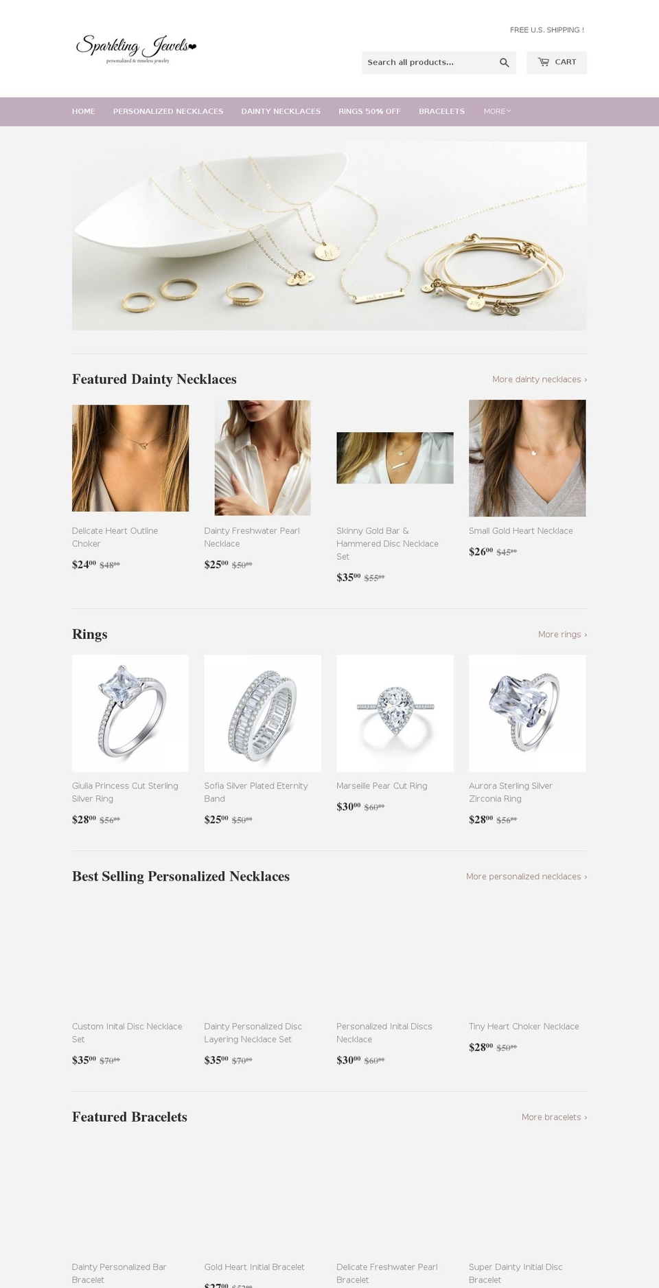 sparklingjewelss.com shopify website screenshot