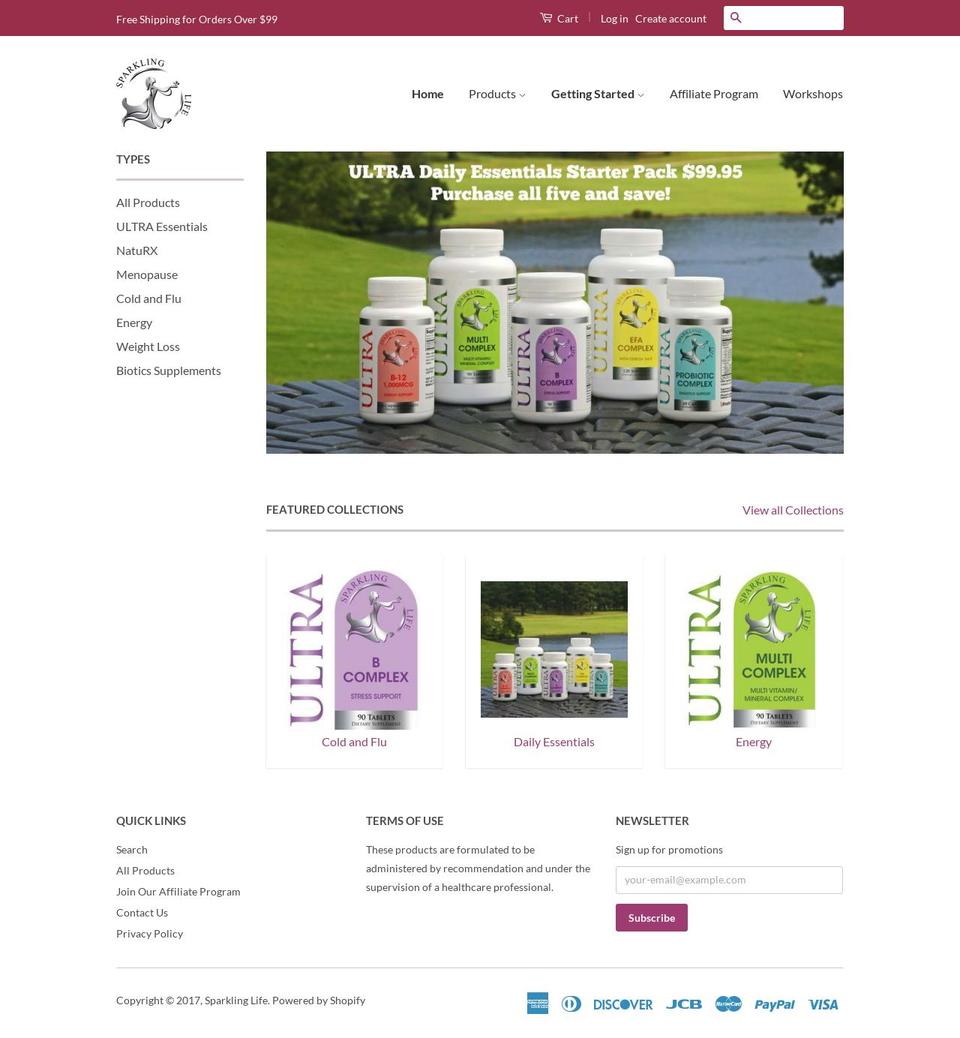 sparklinglife.net shopify website screenshot