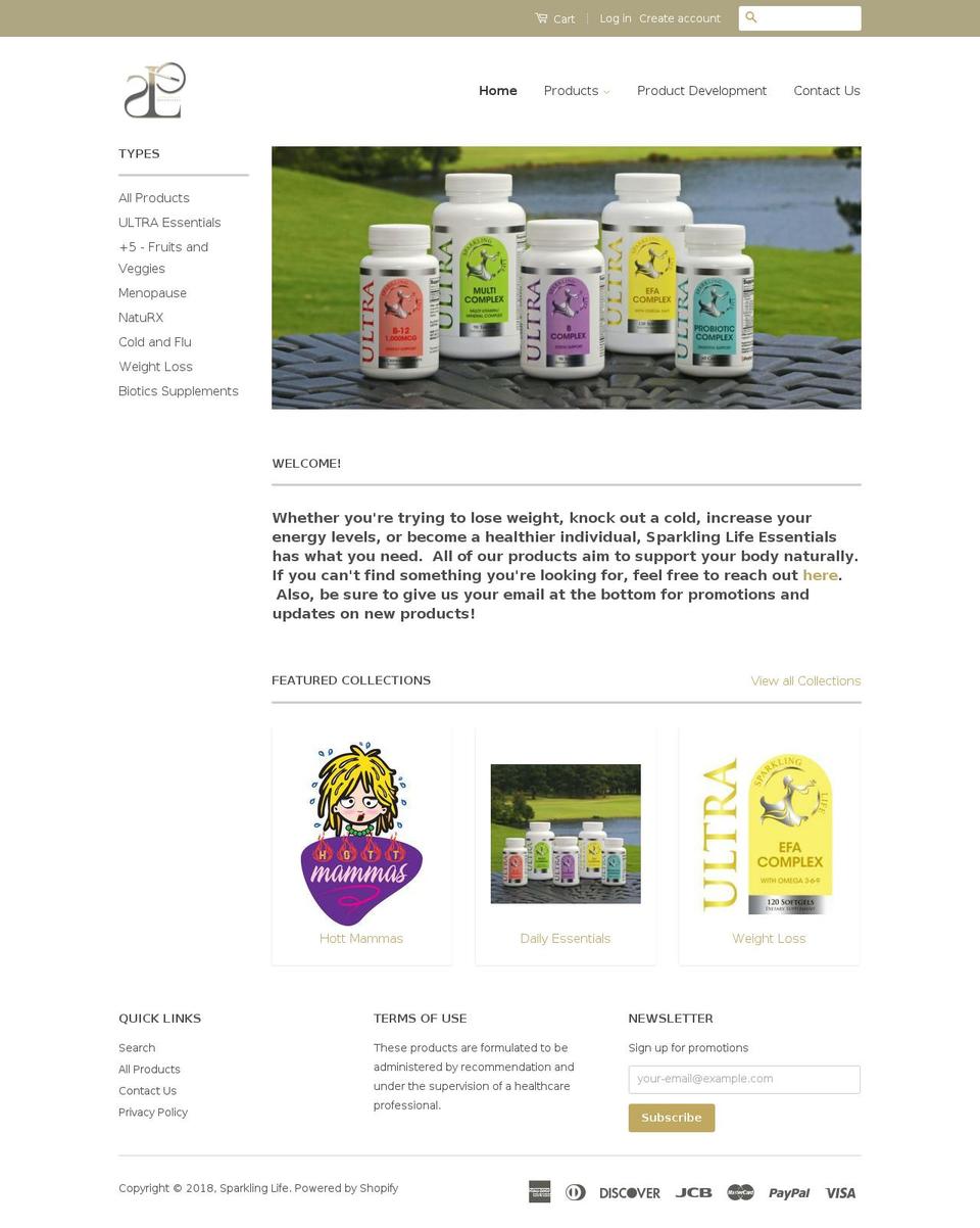 New Landing Page Shopify theme site example sparklinglifeessentials.com