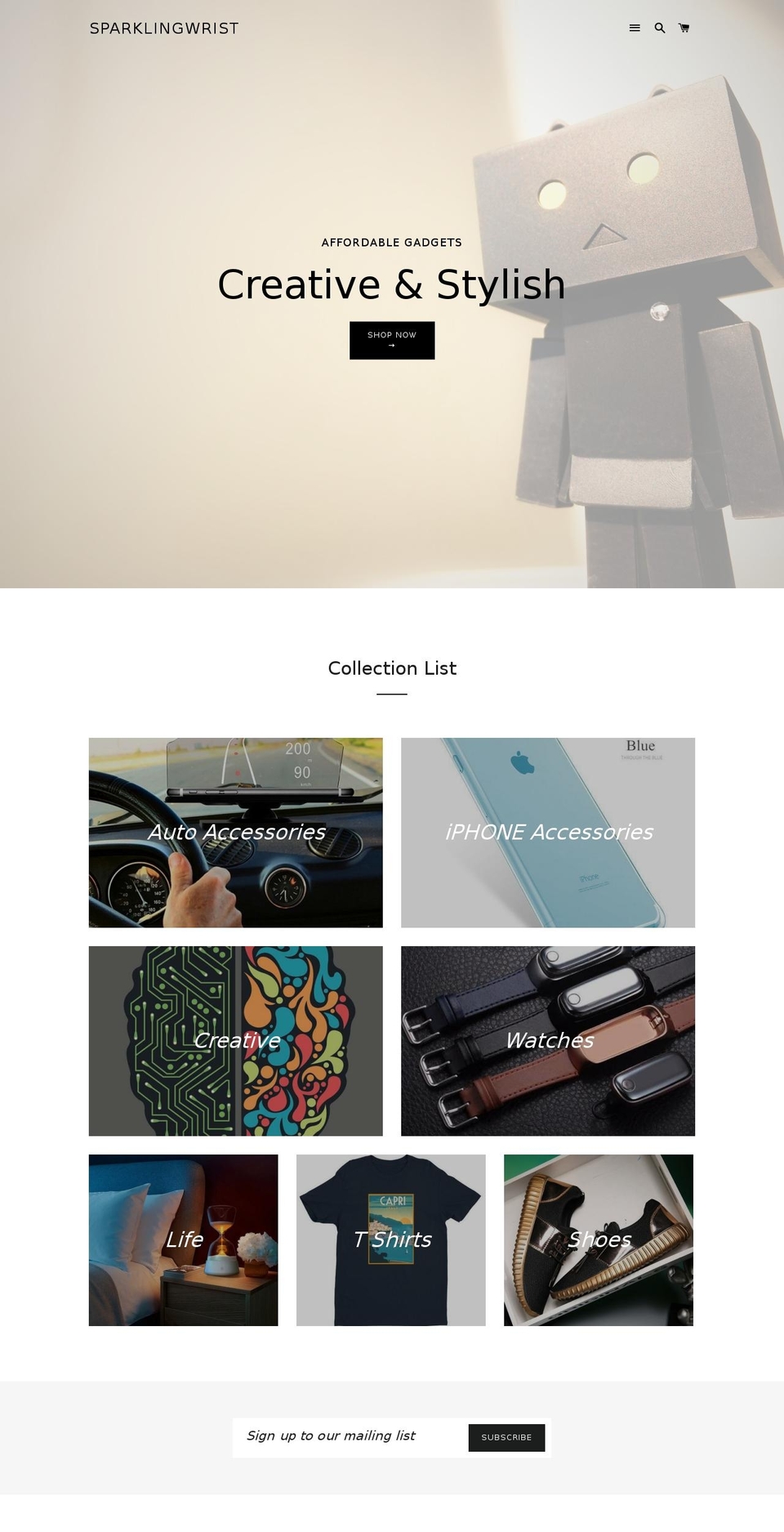 sparklingwrist.com — Shopify storefront screenshot