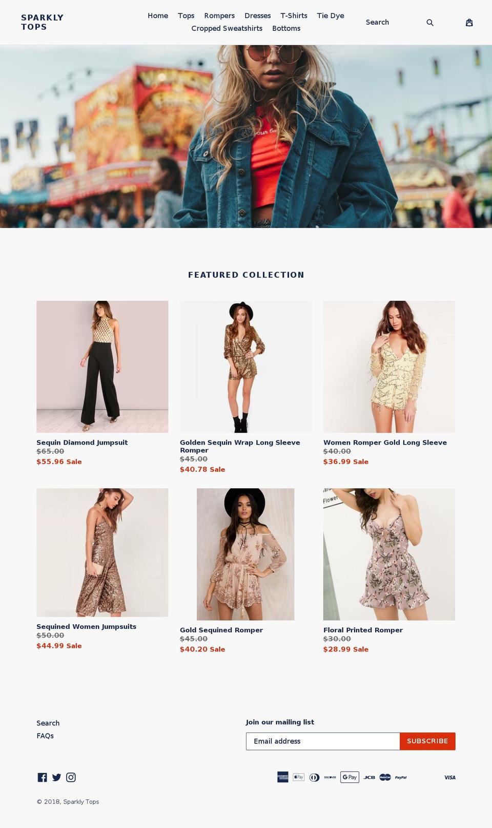 sparklytops.com — Shopify storefront screenshot