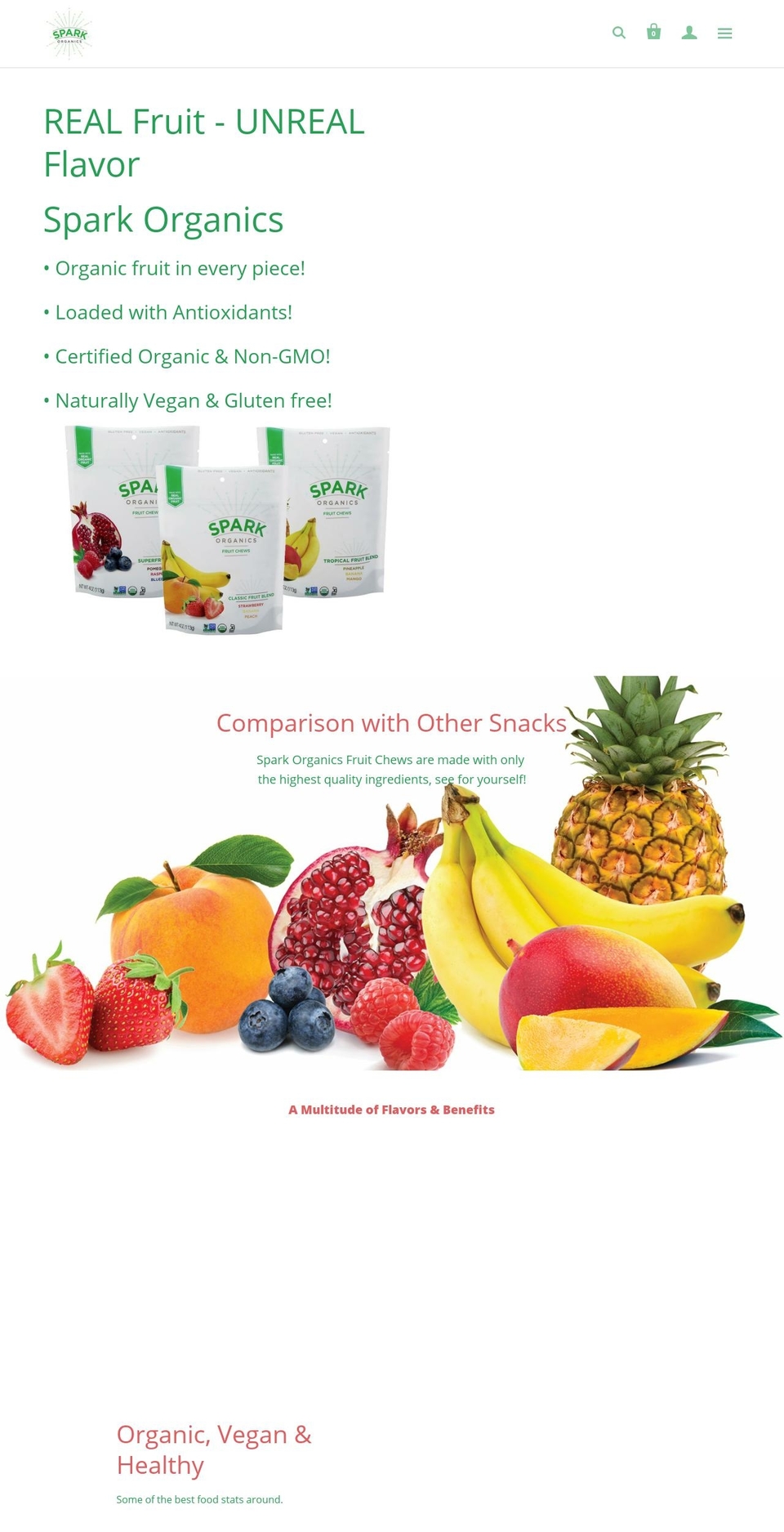 sparkorganicfoods.com — Shopify storefront screenshot