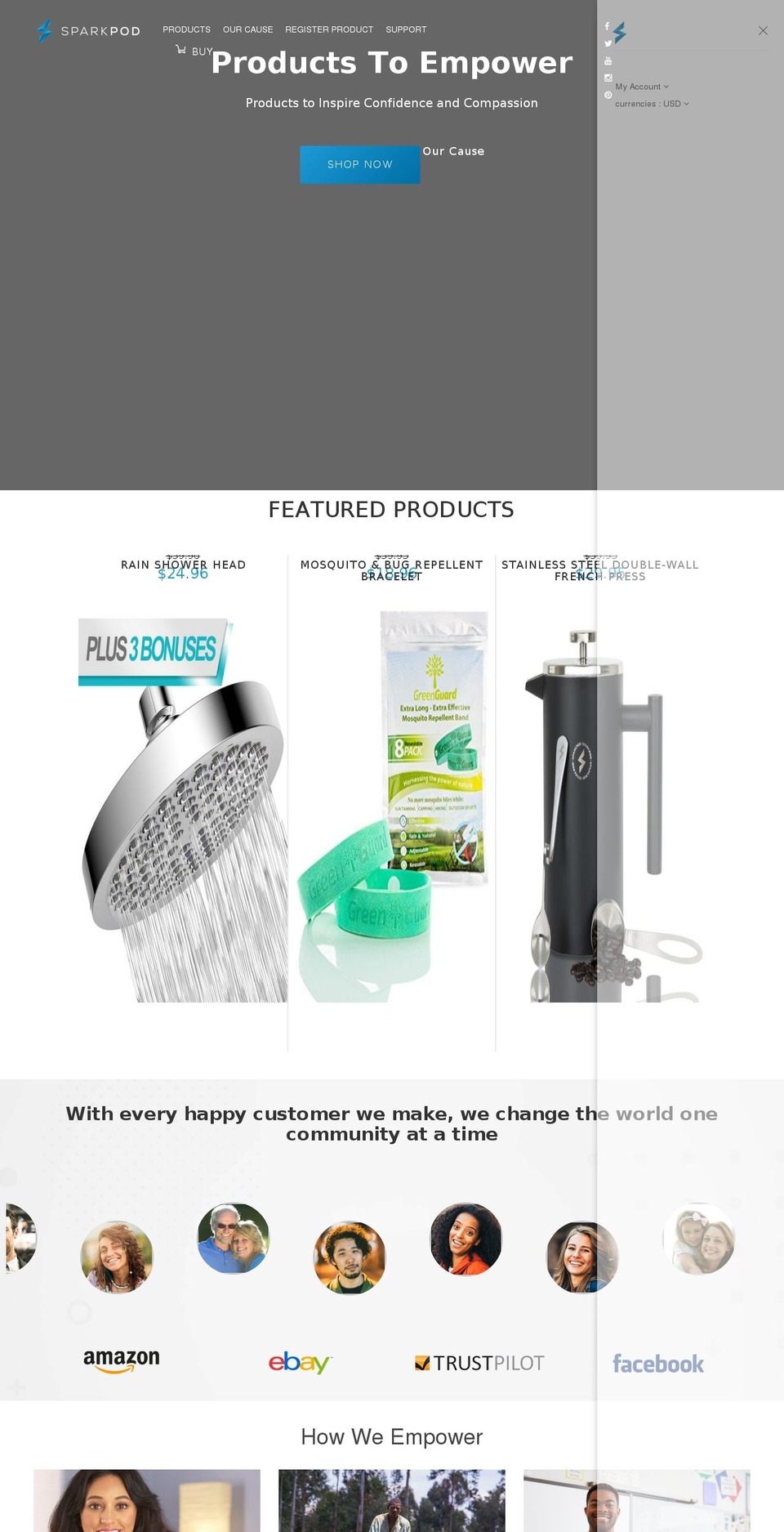 sparkpod.com shopify website screenshot