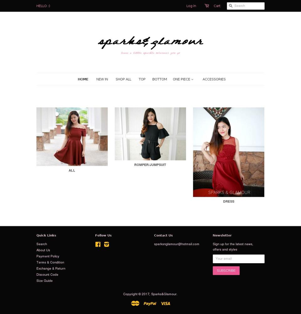 sparksnglamour.com shopify website screenshot