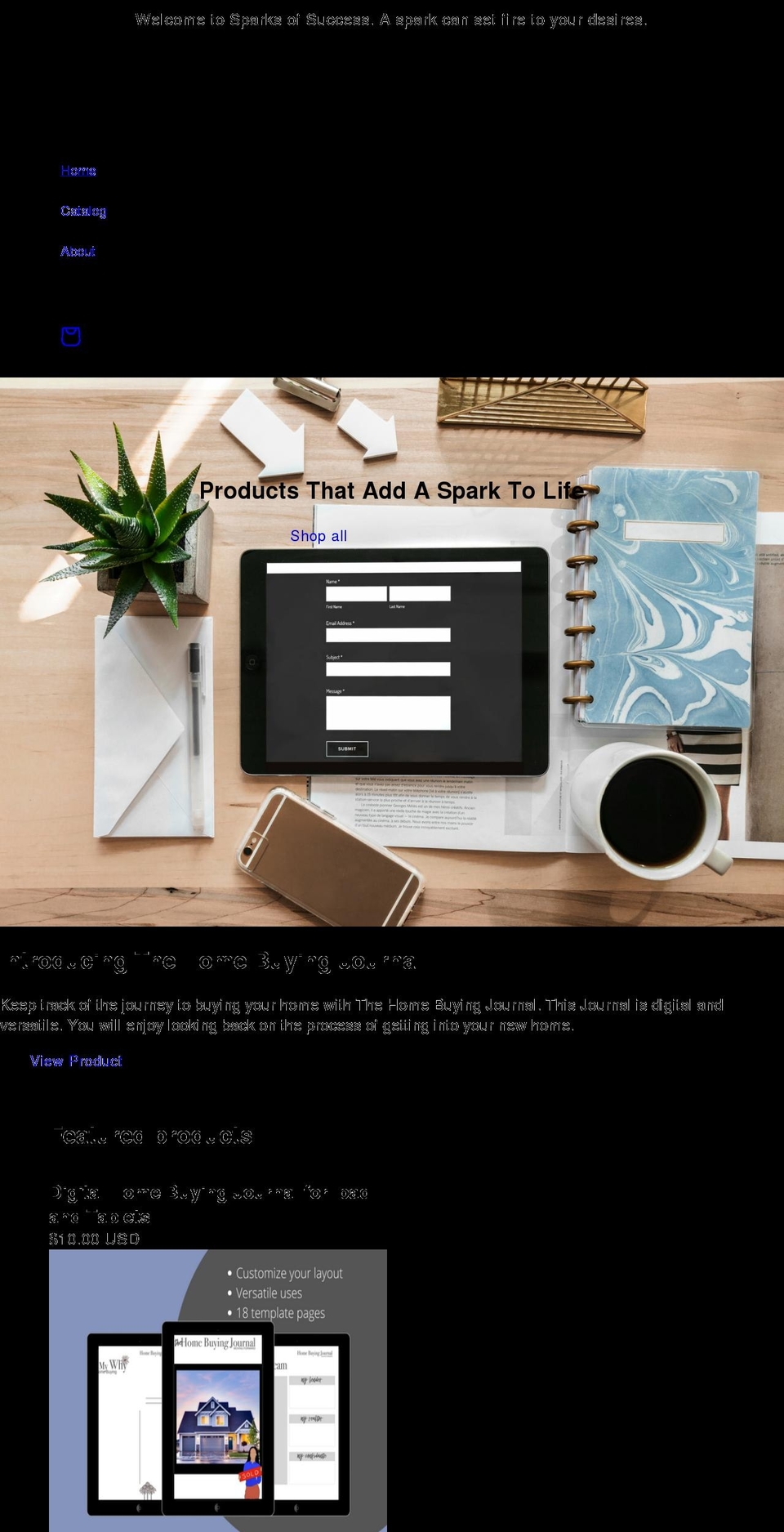 sparksofsuccess.com shopify website screenshot
