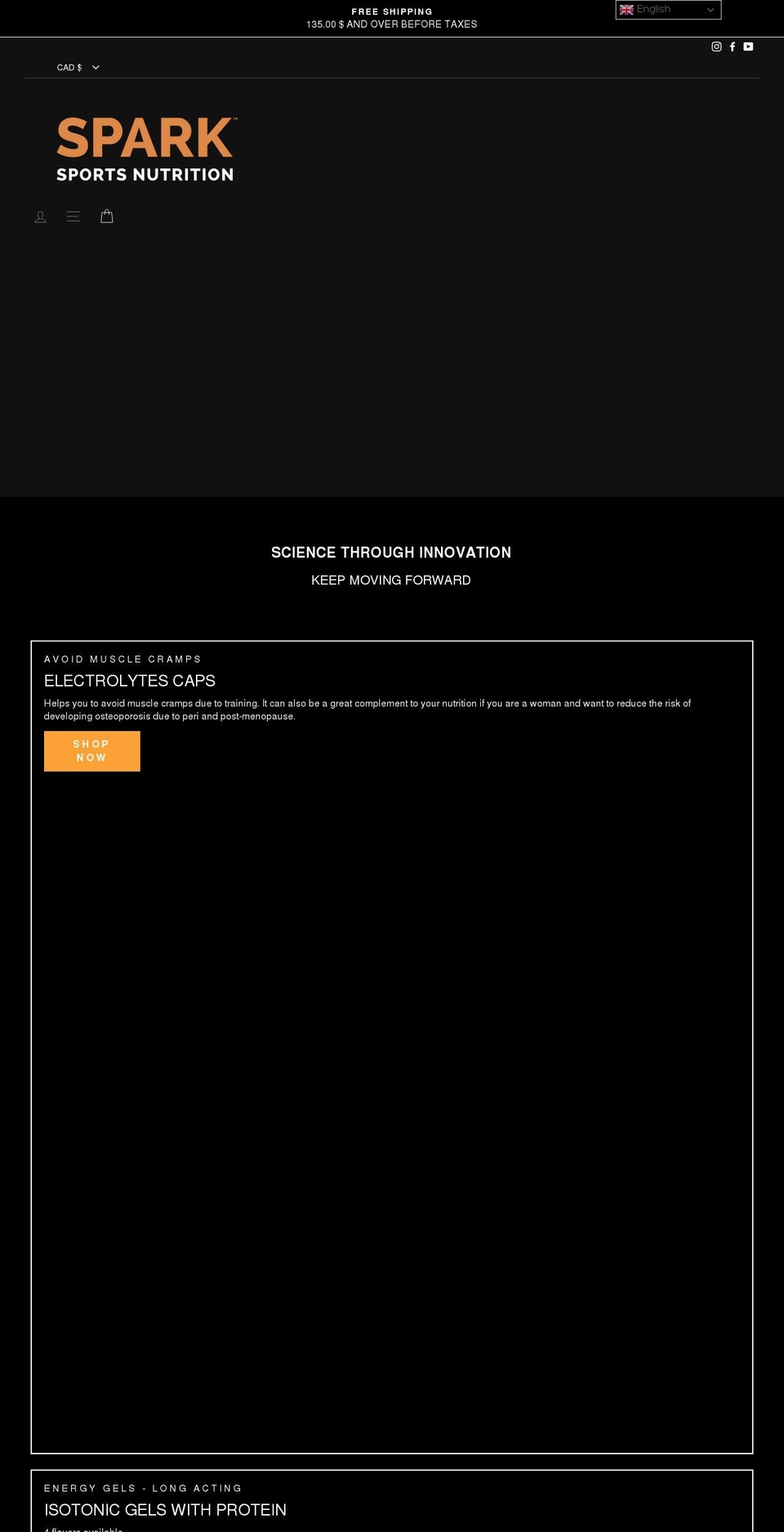 sparksportsnutrition.com shopify website screenshot