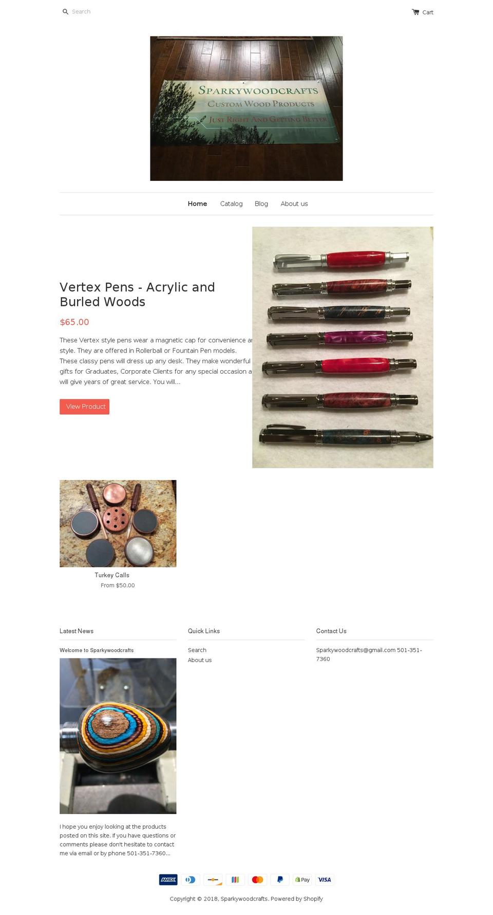 sparkywoodcrafts.com shopify website screenshot