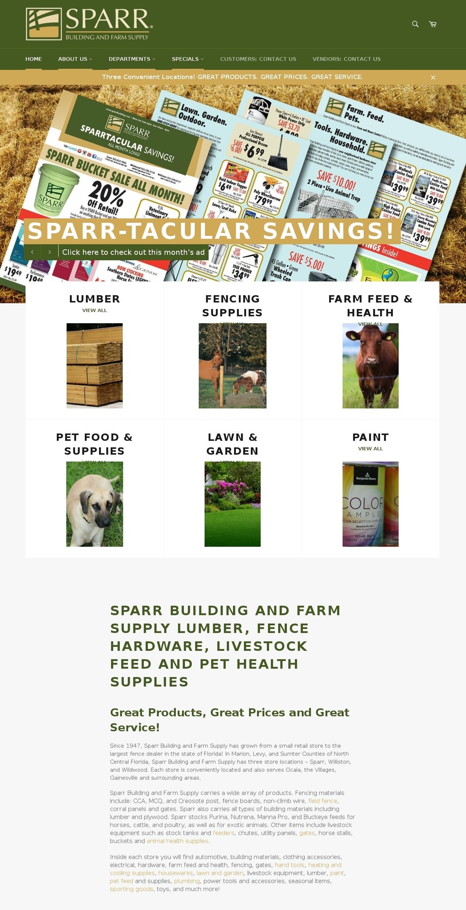 sparrbuildingandfarmsupply.info shopify website screenshot